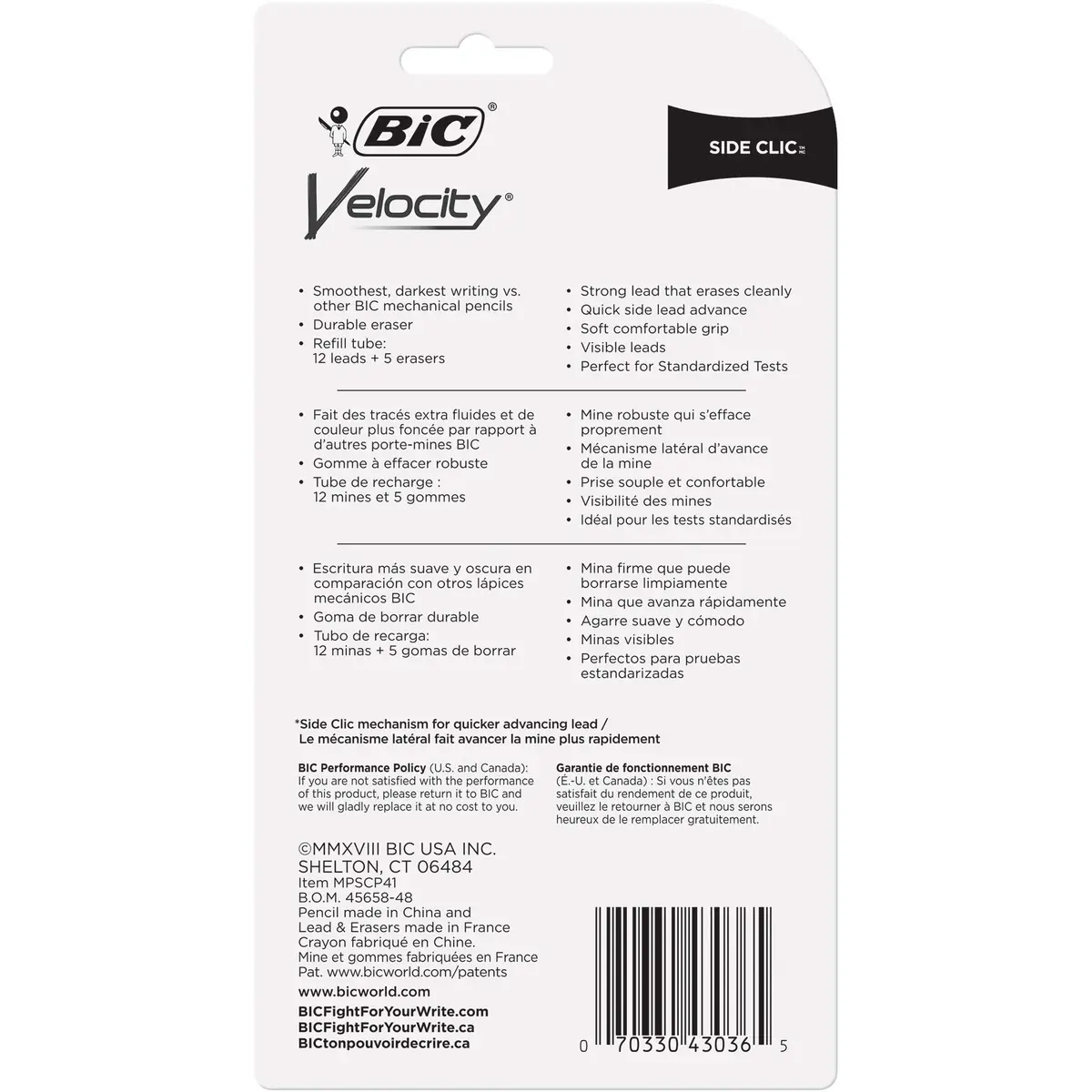 BIC Velocity Side Clic Mechanical Pencils, 0.7mm | Smooth, Dark Writing for School & Office - view 2