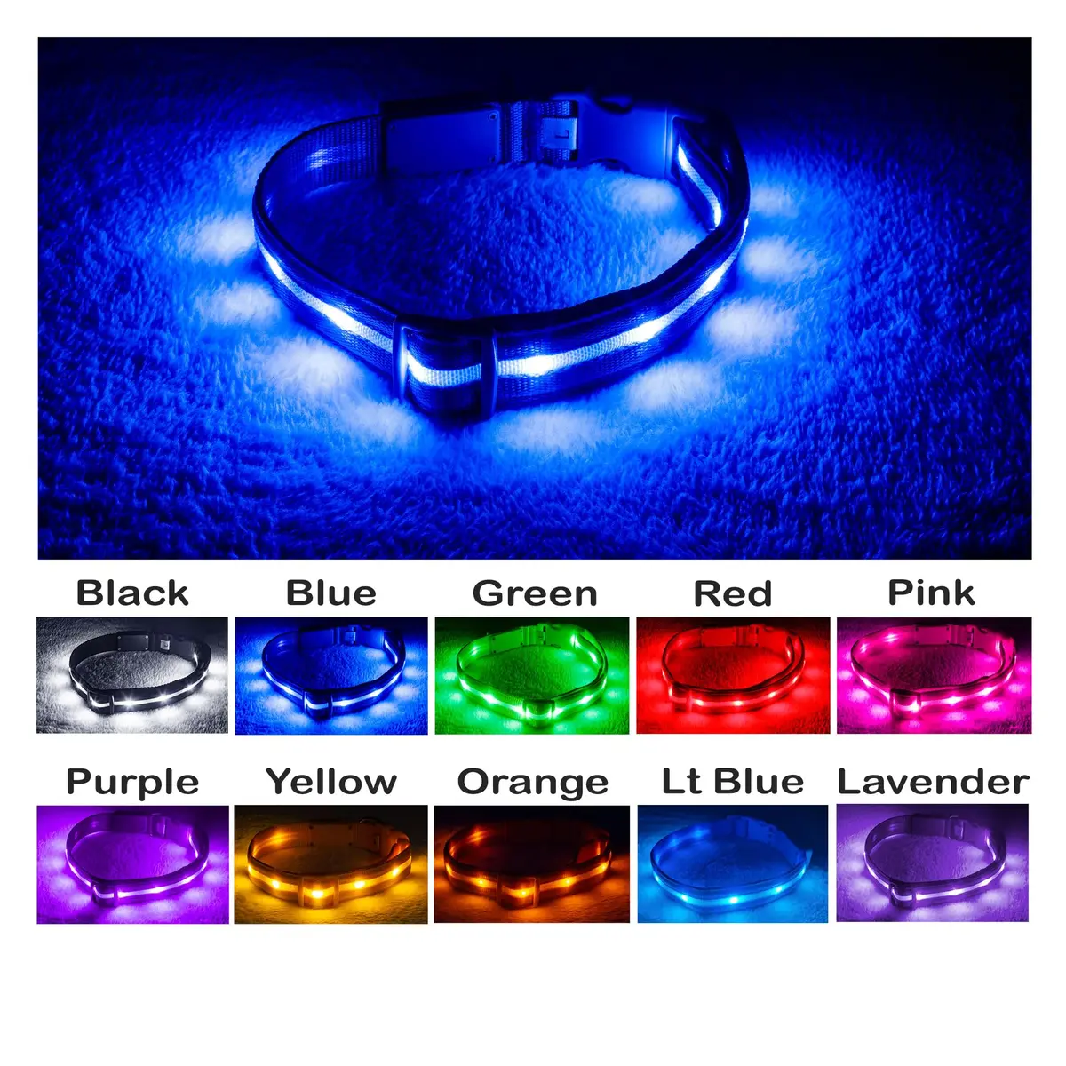 Blazin LED Dog Collar 1,000 Feet Visibility Waterproof USB Rechargeable | Bright & Safe Night Light for Small, Medium, Large Dogs - view 9