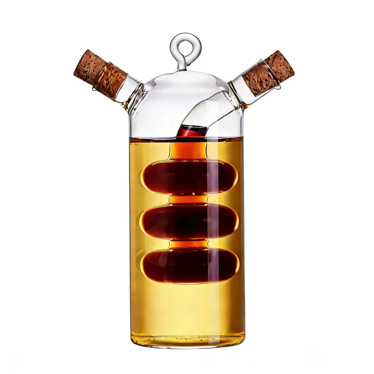 ELETON 2 in 1 Oil Dispenser, Glass Cruet with Triple-Bubble Inner Chamber | Space-Saving & Leakproof - main product image