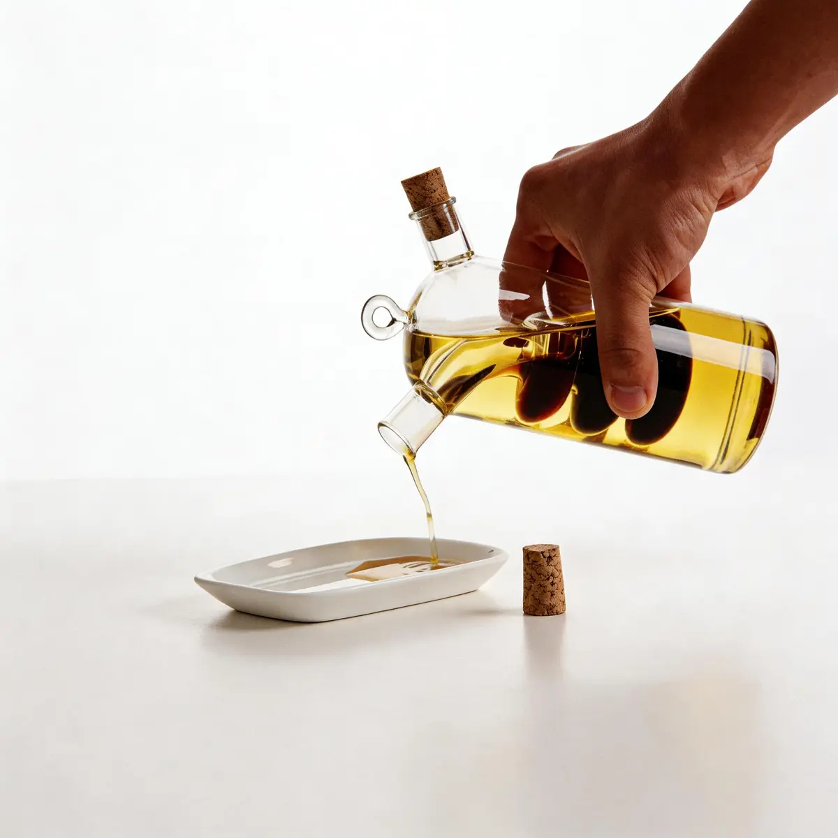 ELETON 2 in 1 Oil Dispenser, Glass Cruet with Triple-Bubble Inner Chamber | Space-Saving & Leakproof - view 5