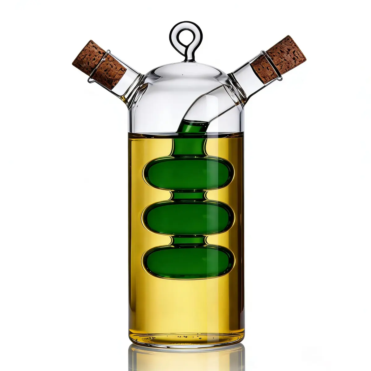 ELETON 2 in 1 Oil Dispenser, Glass Cruet with Triple-Bubble Inner Chamber | Space-Saving & Leakproof - view 3