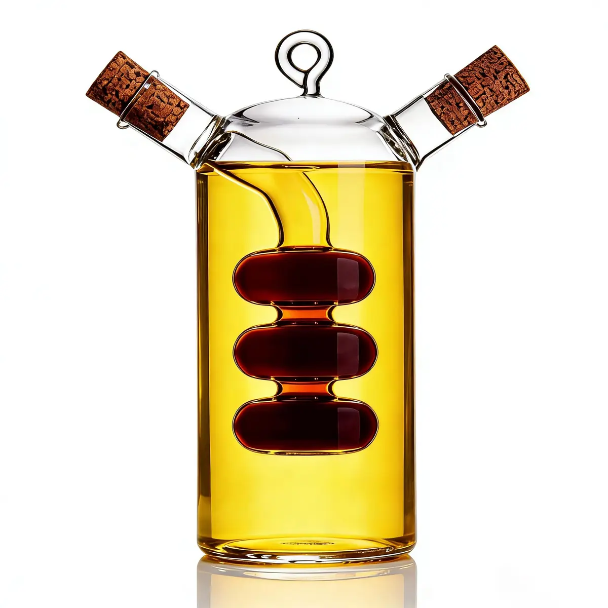 ELETON 2 in 1 Oil Dispenser, Glass Cruet with Triple-Bubble Inner Chamber | Space-Saving & Leakproof - view 4