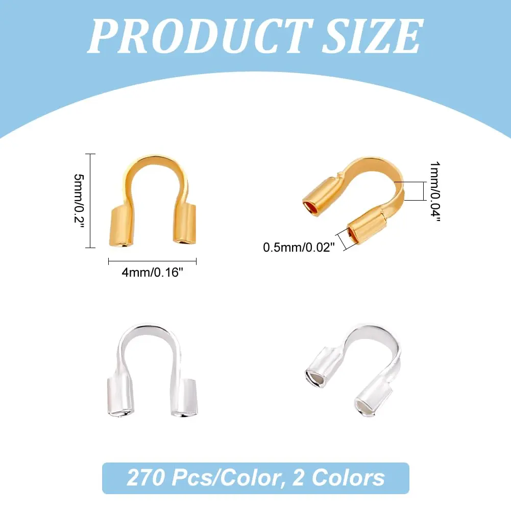 PH PandaHall Jewelry Wire Guardians 540pcs Brass Wire Protectors 4mm x 5mm | Durable, Shiny Finish for Jewelry Making - view 2