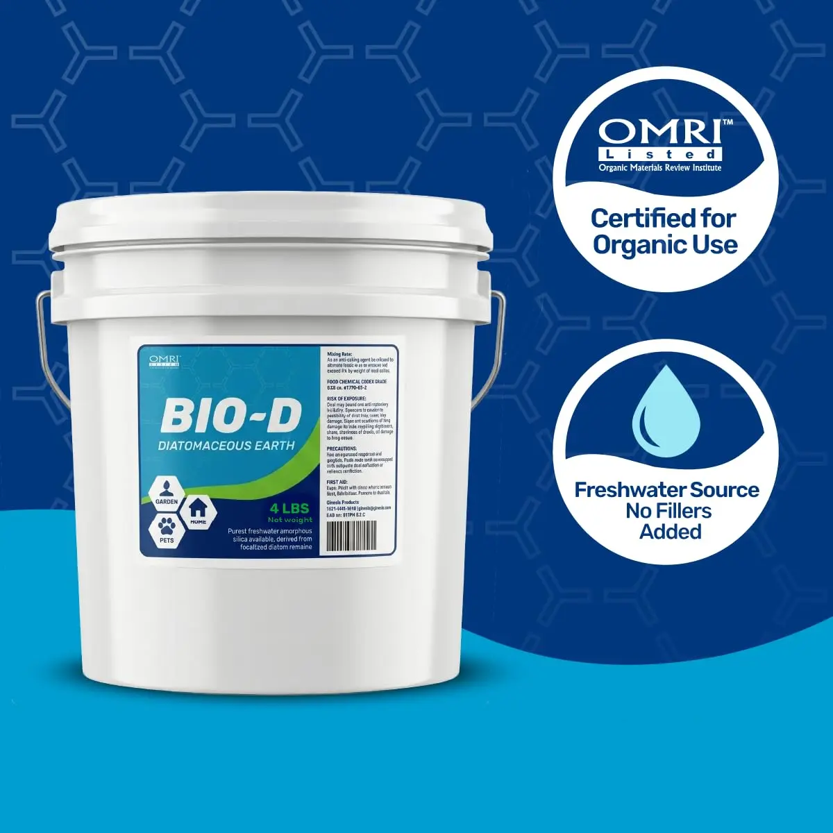 Ginesis Bio-D Diatomaceous Earth Food Grade 4 lb | OMRI Listed for Garden, Pets & Home Use - view 3