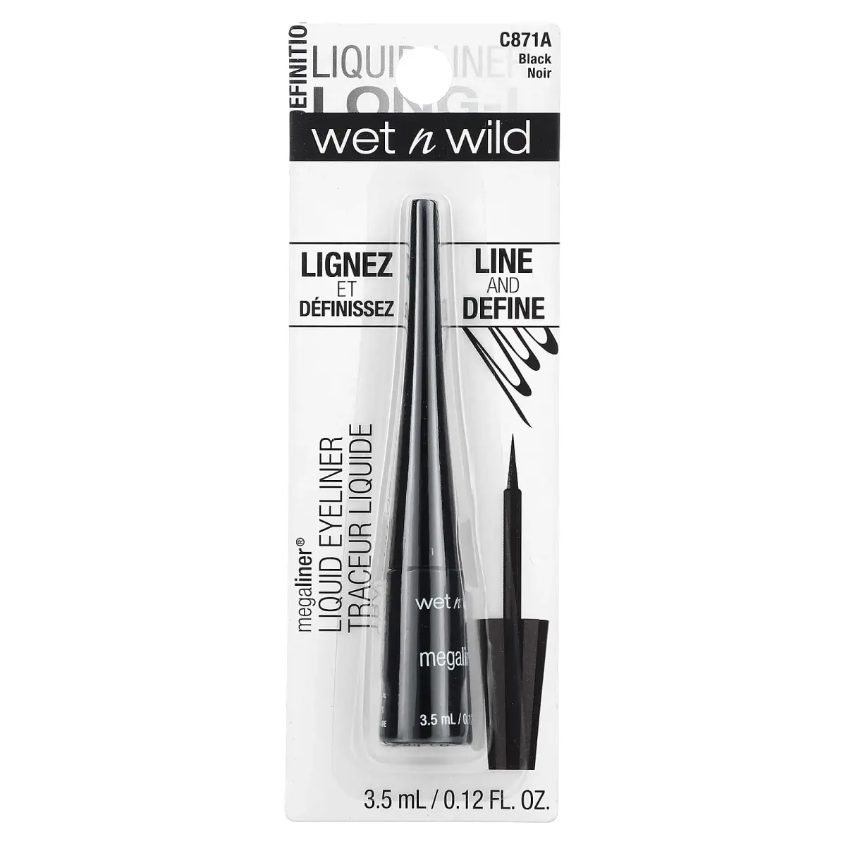 wet n wild MegaLiner Liquid Eyeliner - Intense Black | High-Def Pigment & Fluid Formula - view 2