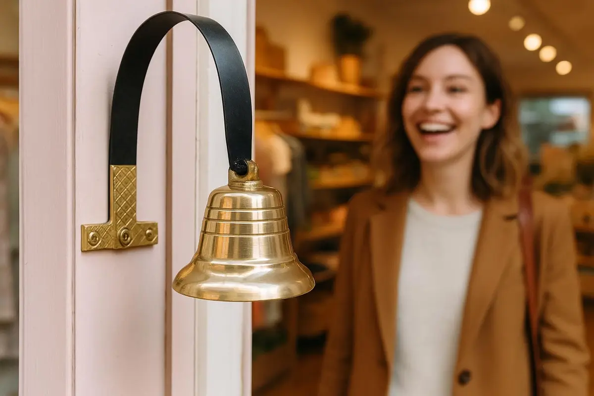 Lone Star Art Shopkeeper's Brass Door Bell 2" | Classic Vintage Chime for Business & Home - view 5