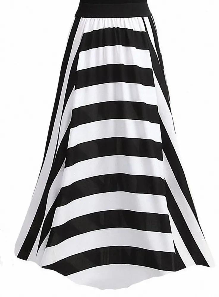 Afibi Women Chiffon Maxi Skirt High-Waist Floor Length Black | Casual Beach Maxi Skirt - view 7