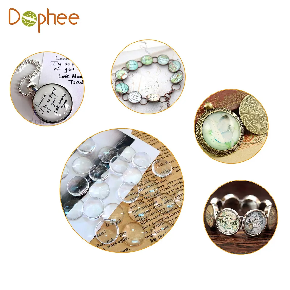 dophee Glass Cabochons Dome Tiles 25mm (0.98 inch) | 10 Pcs for Jewelry Making - view 6