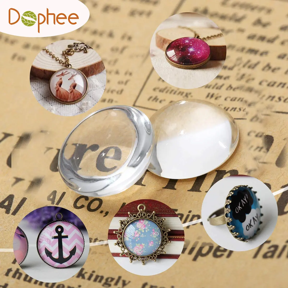 dophee Glass Cabochons Dome Tiles 25mm (0.98 inch) | 10 Pcs for Jewelry Making - view 7