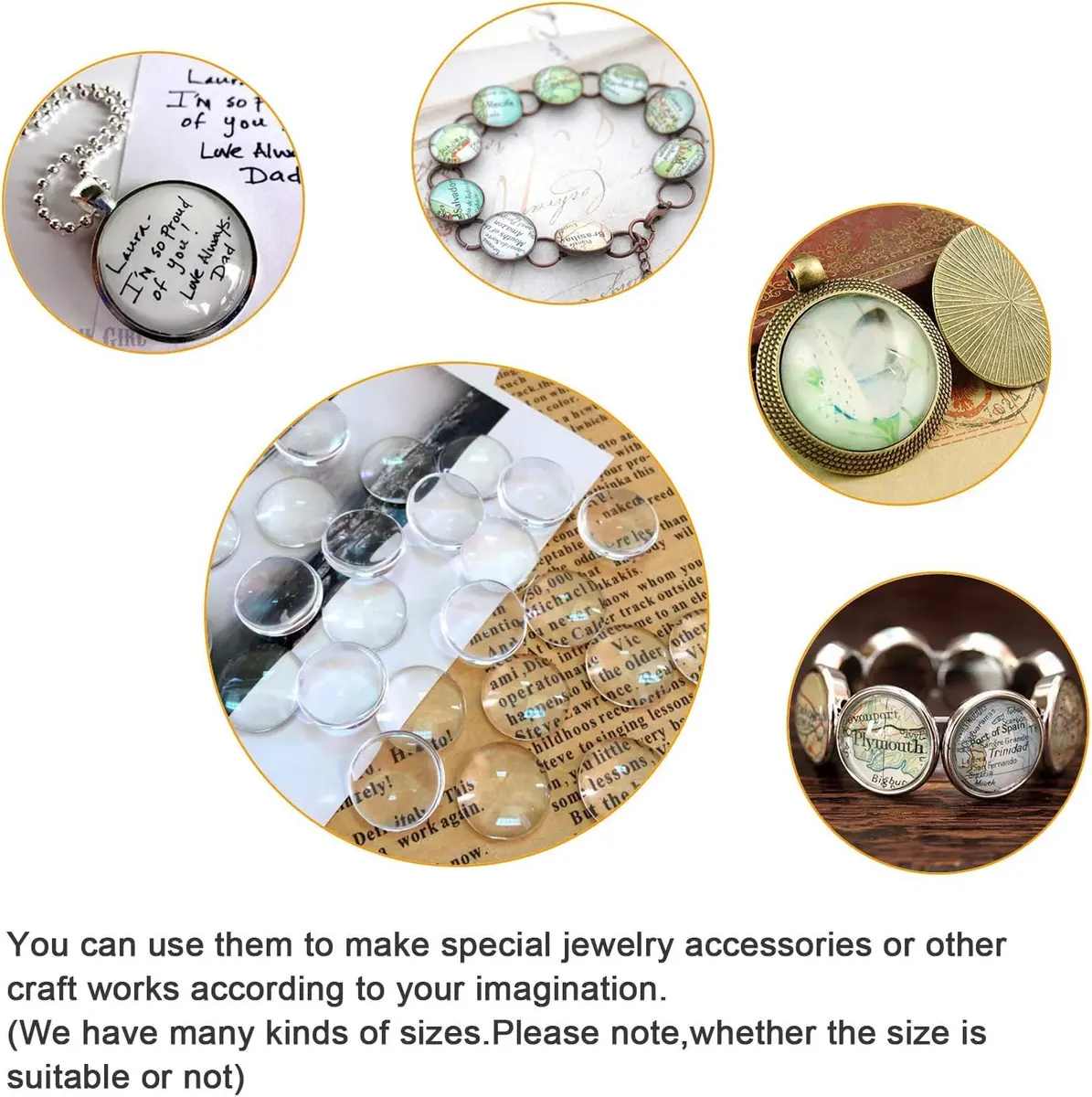 dophee 30mm Glass Cabochons Dome Tiles 10-Pack | Transparent Round Flatback for Jewelry Making - view 6