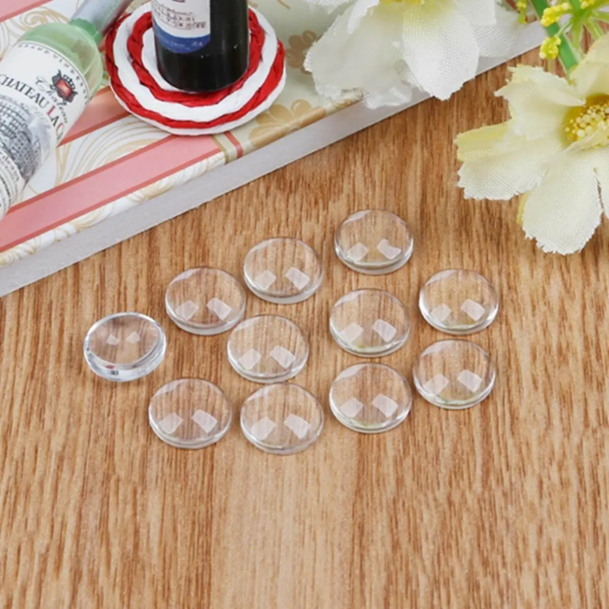 dophee 30mm Glass Cabochons Dome Tiles 10-Pack | Transparent Round Flatback for Jewelry Making - view 8