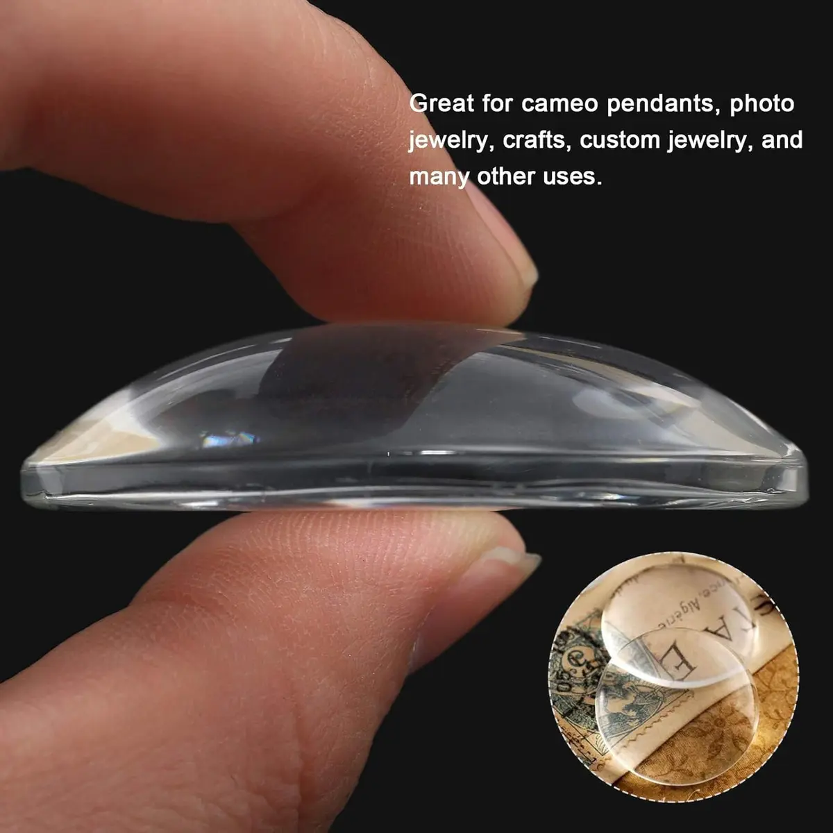 dophee 30mm Glass Cabochons Dome Tiles 10-Pack | Transparent Round Flatback for Jewelry Making - view 3