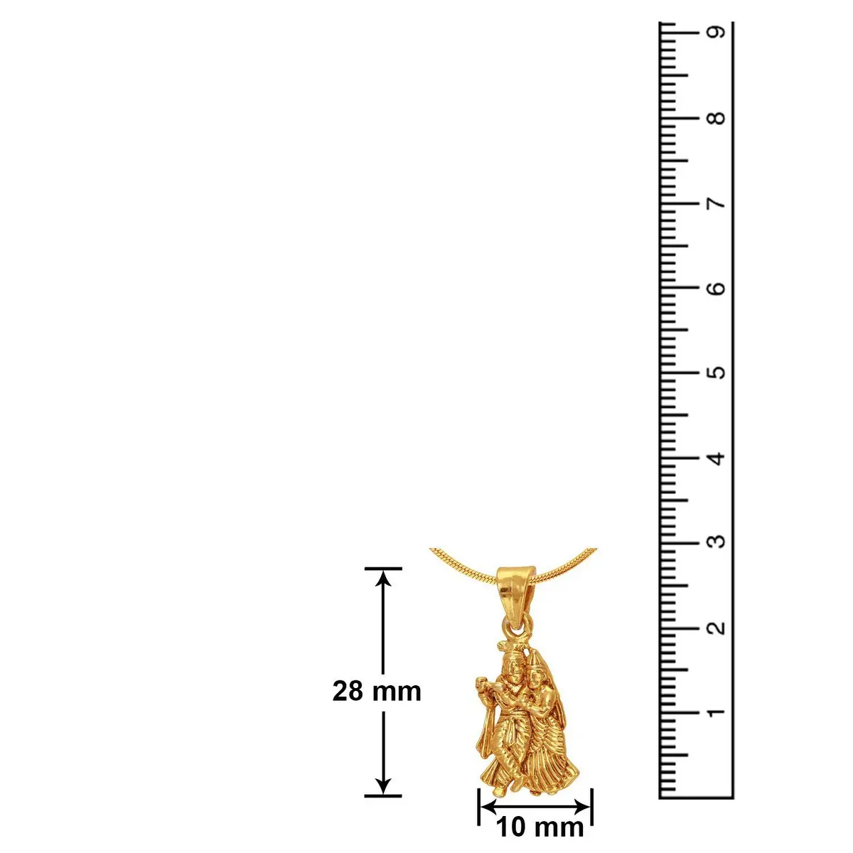 Mahi Women's Exa Collection Radha Krishna Gold Plated Pendant with Chain | Religious Jewelry for Women - view 4