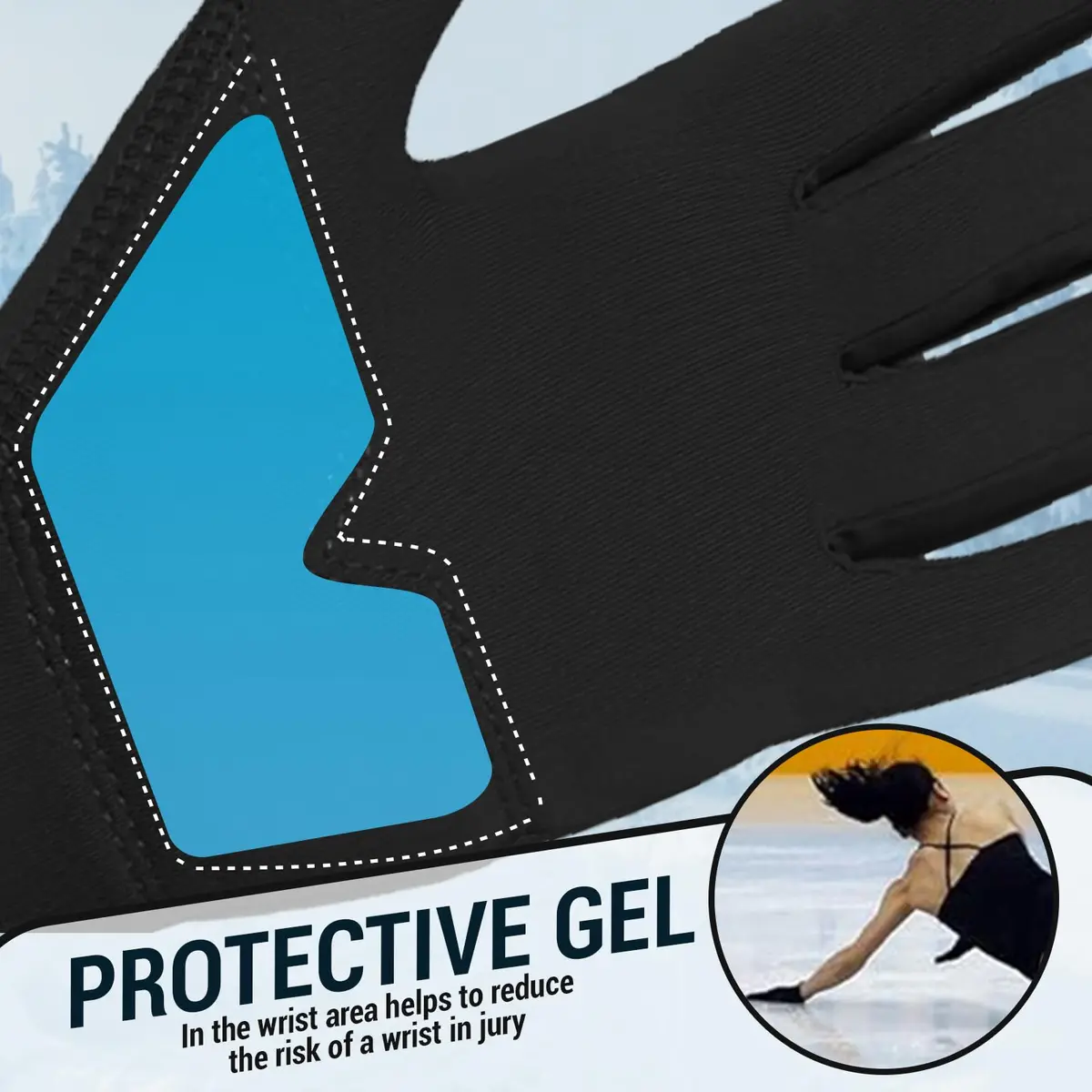 Kami-So Figure Skating Gloves for Competition | Gel Wrist Support | Thermal Padded Gloves, Black, Large - view 6