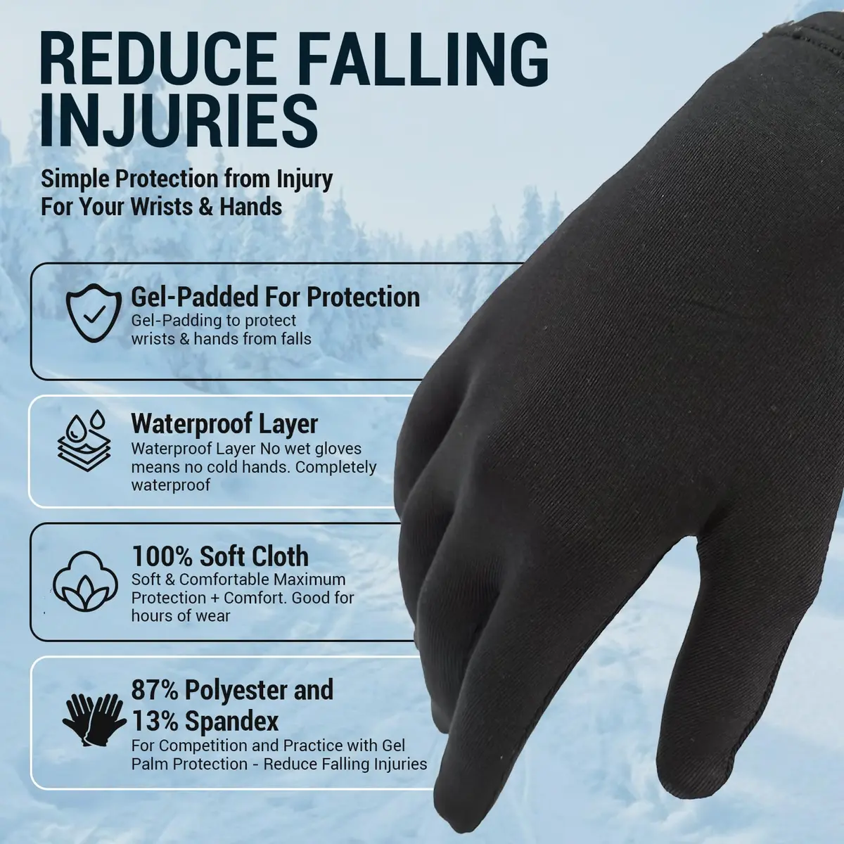 Kami-So Figure Skating Gloves for Competition | Gel Wrist Support | Thermal Padded Gloves, Black, Large - view 2