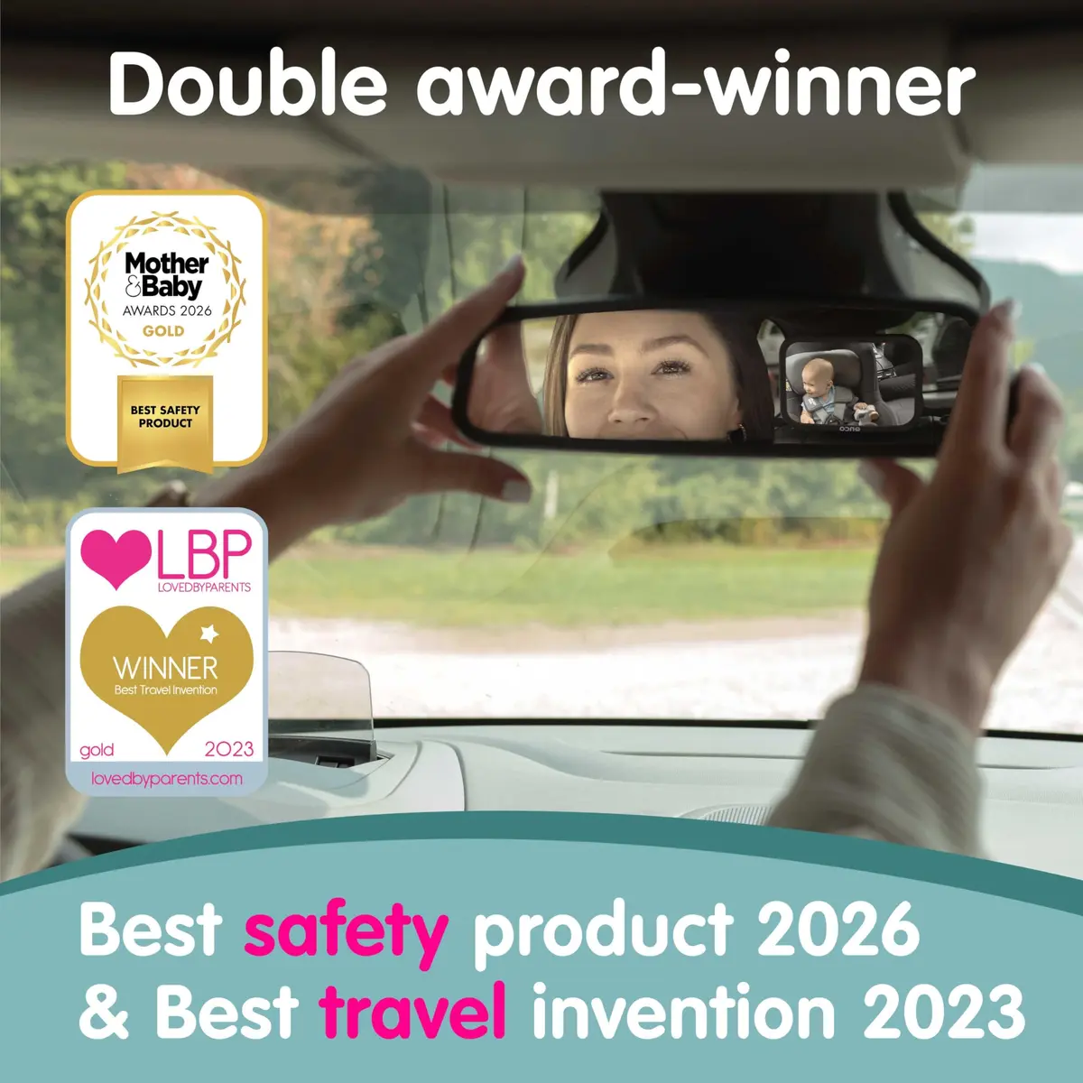 Onco Baby Car Mirror for Rear Facing Seats - Triple Award Winning, Non-Slip (1 Pack, Black) - view 2