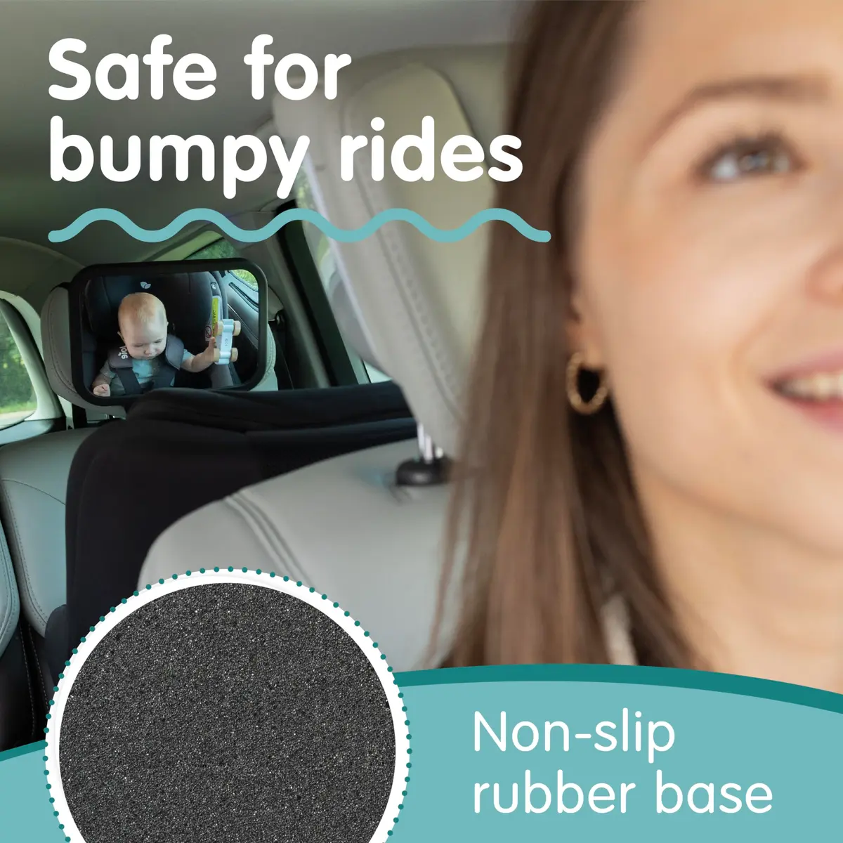 Onco Baby Car Mirror for Rear Facing Seats - Triple Award Winning, Non-Slip (1 Pack, Black) - view 4