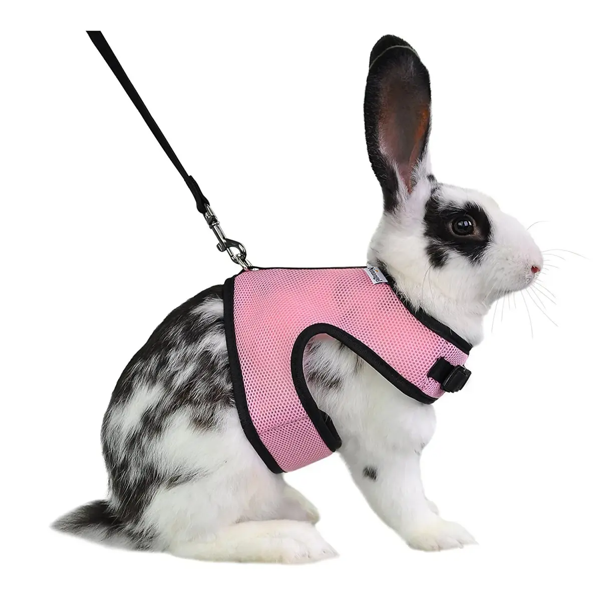 Niteangel Adjustable Soft Harness with Elastic Leash for Rabbits (L, Pink) | Escape-Proof Mesh Vest for Small Pets - main product image