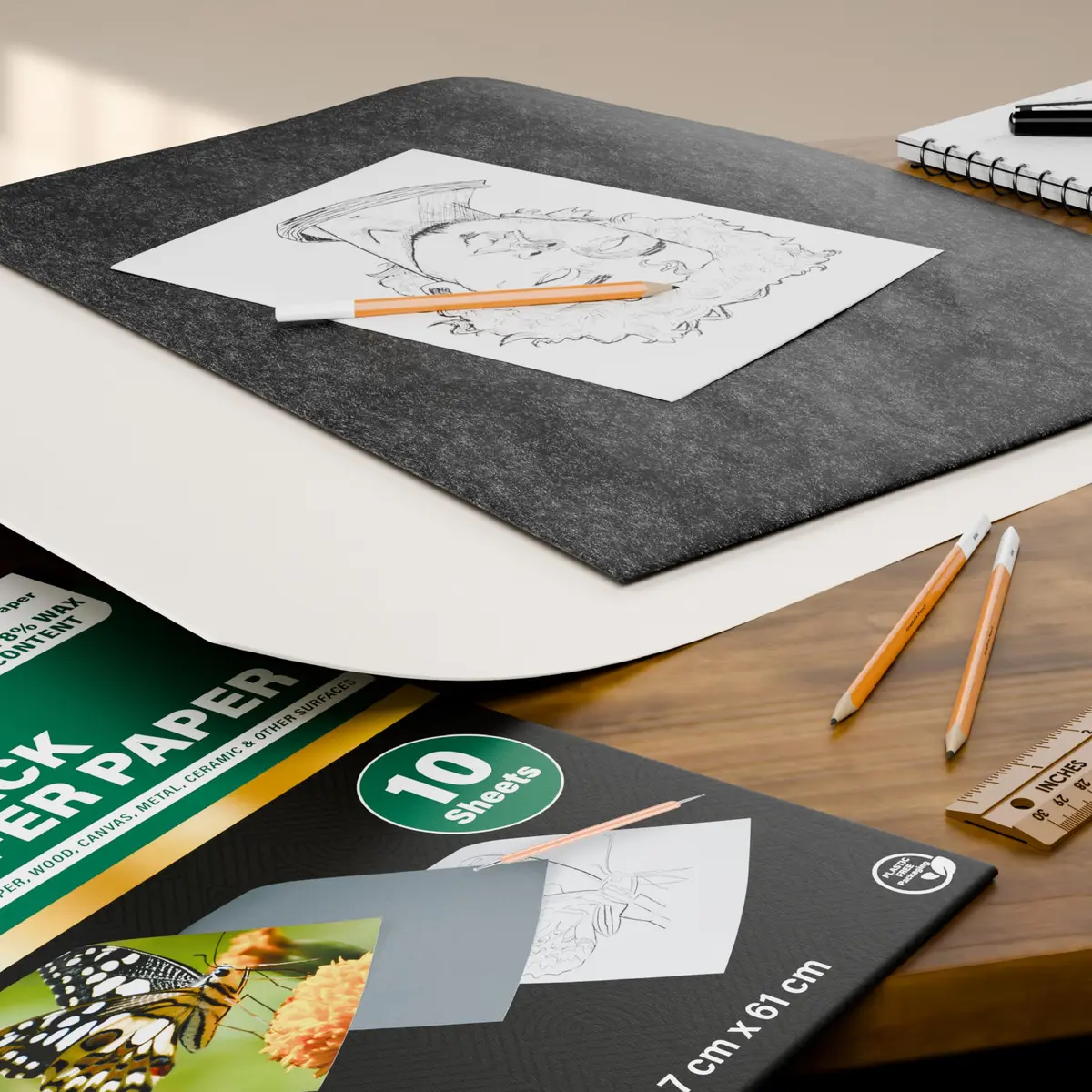 MyArtscape Graphite Transfer Paper 18" x 24" | 10 Black Waxed Sheets for Artists - view 2