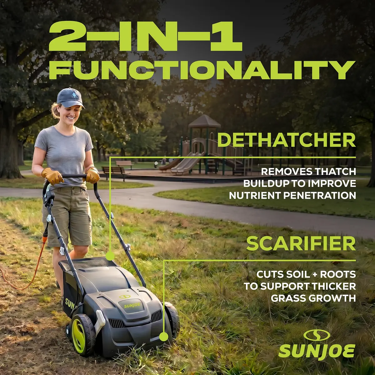 Sun Joe Electric Dethatcher & Scarifier 12.6-inch | 12-Amp Corded Lawn Care Tool - view 4