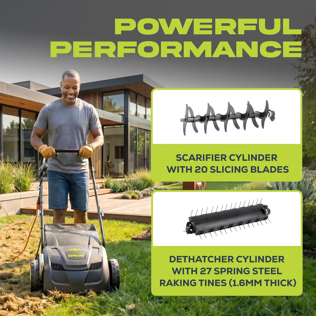 Sun Joe Electric Dethatcher & Scarifier 12.6-inch | 12-Amp Corded Lawn Care Tool - view 5