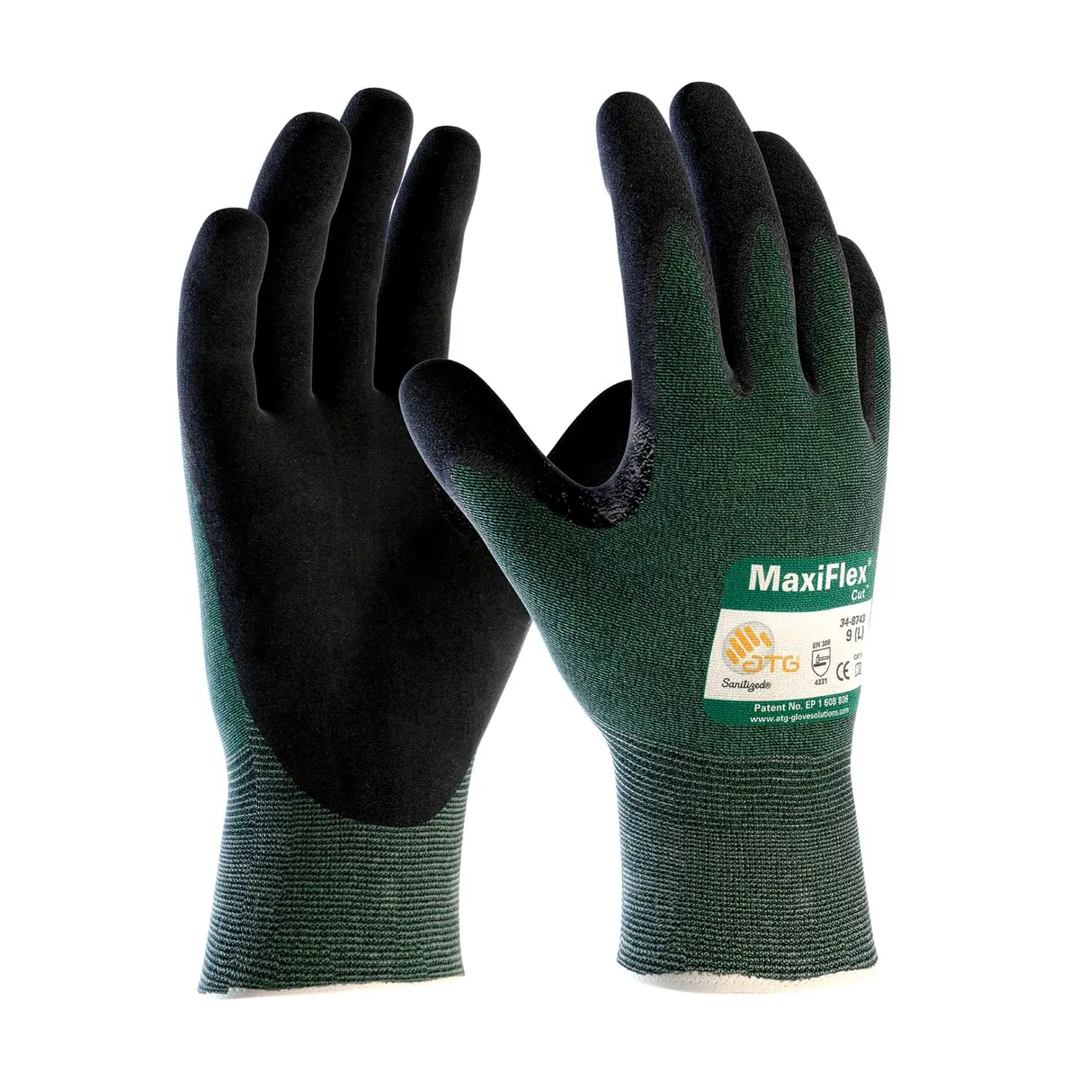 MaxiFlex Cut 34-8743 Cut Resistant Nitrile Work Gloves with Green Knit Shell and Premium Nitrile Coating | Breathable, Touchscreen Compatible (70-120 chars) - main product image