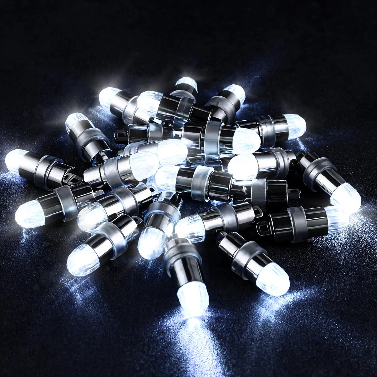 LIHAO 24x Battery Operated LED Party Lights Bulbs White 1.2cm x 3.5cm | Waterproof for Paper Lanterns & Balloons - main product image