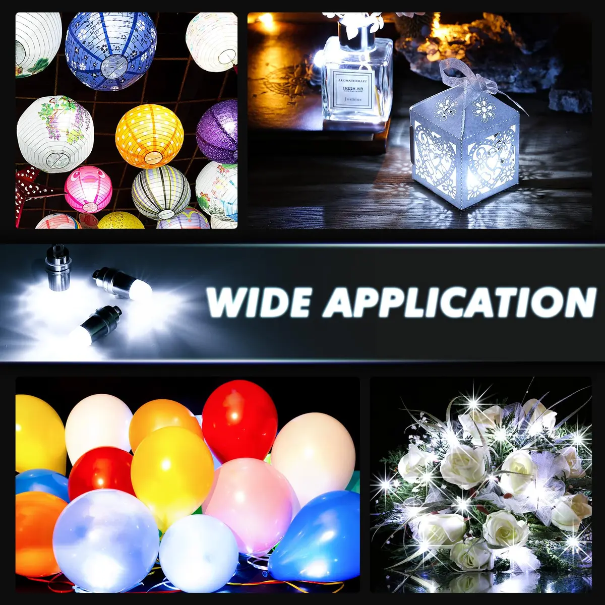 LIHAO 24x Battery Operated LED Party Lights Bulbs White 1.2cm x 3.5cm | Waterproof for Paper Lanterns & Balloons - view 4