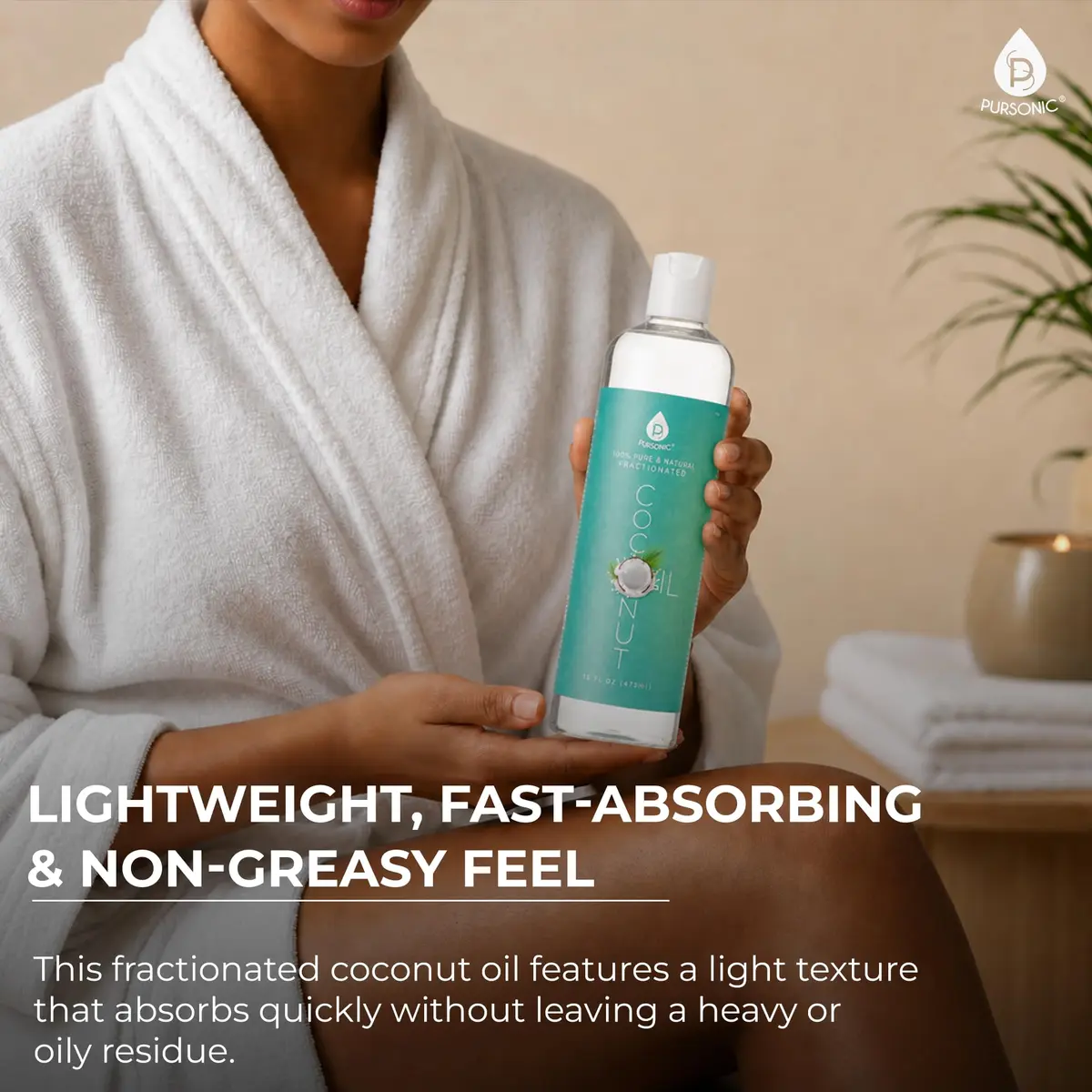 Pursonic Fractionated Coconut Oil 16 Oz | Unscented Carrier Oil for Skin & Hair - view 6