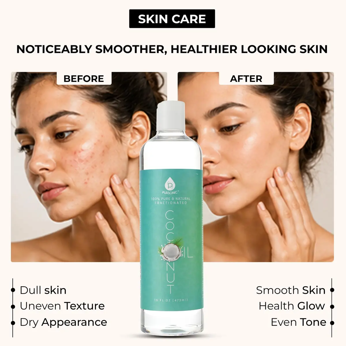 Pursonic Fractionated Coconut Oil 16 Oz | Unscented Carrier Oil for Skin & Hair - view 3