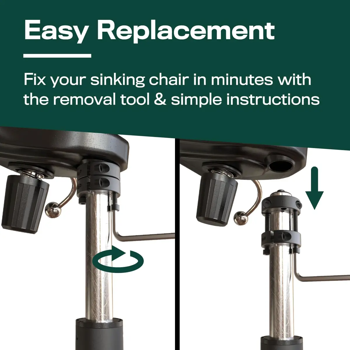 The Office Oasis Office Chair Cylinder Replacement Kit 28mm (1-1/8" Stroke) | Heavy Duty Gas Lift for Desk & Gaming Chairs - view 3