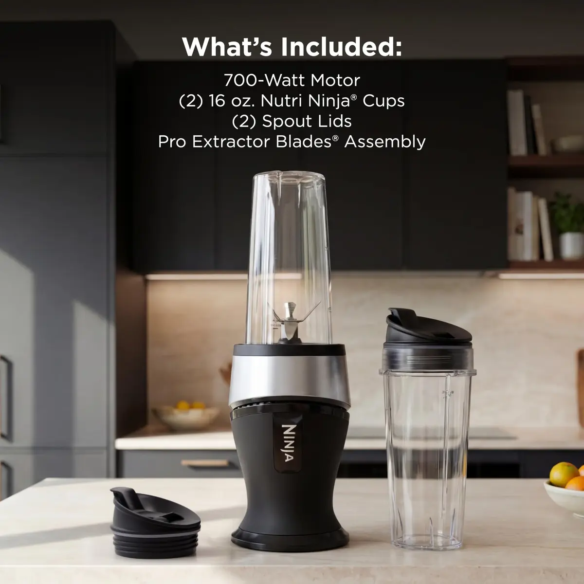 Ninja Fit Compact Personal Blender 700W 500ml (16oz) with 2 Cups & Lids | Powerful Pulse Technology for Smoothies & Shakes - view 6