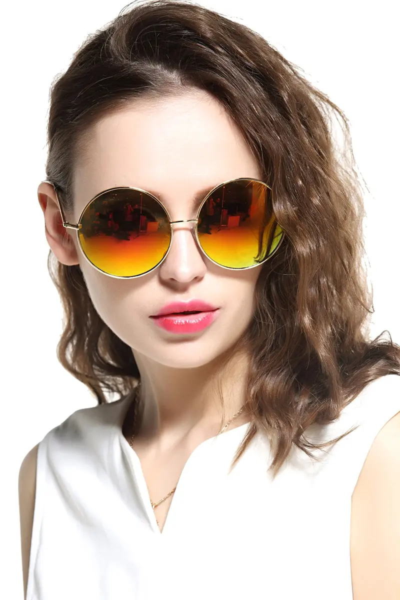 GEELOOK Classic Oversized Round Sunglasses with Mirrored Orange Lenses | Polarized UV Protection for Men & Women - view 2