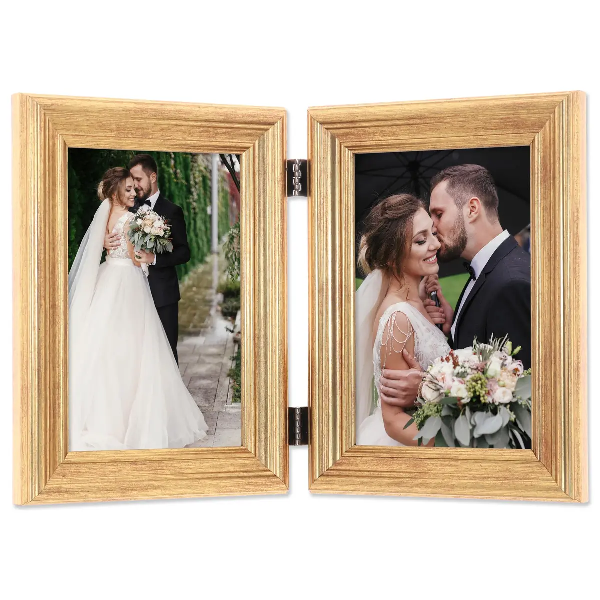 Lawrence Frames 4x6 Hinged Double Sutter Burnished Gold Picture Frame | Wall & Tabletop Display (70-120 chars) - view 2