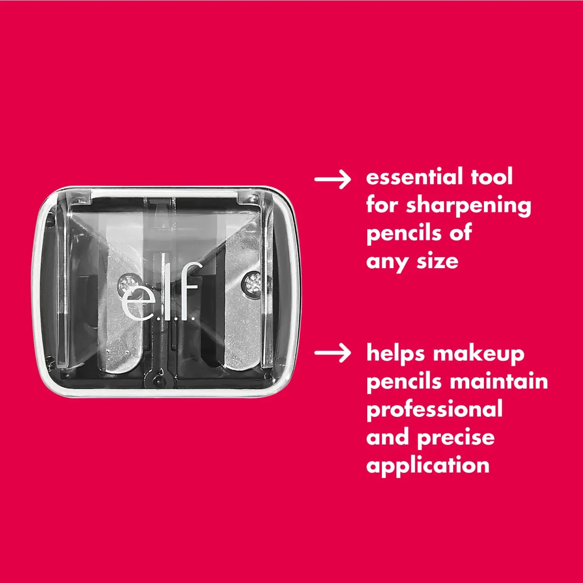 e.l.f. Dual-Pencil Sharpener with Shaving Catcher & Cleaning Pick | Compact Black - view 5