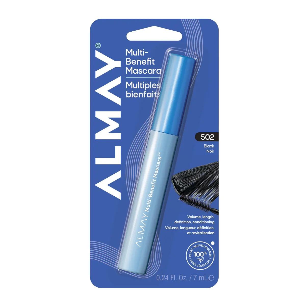Almay Multi-Benefit Mascara, 502 Black | Lengthening, Volumizing & Conditioning Mascara with Keratin (70-120 chars) - main product image
