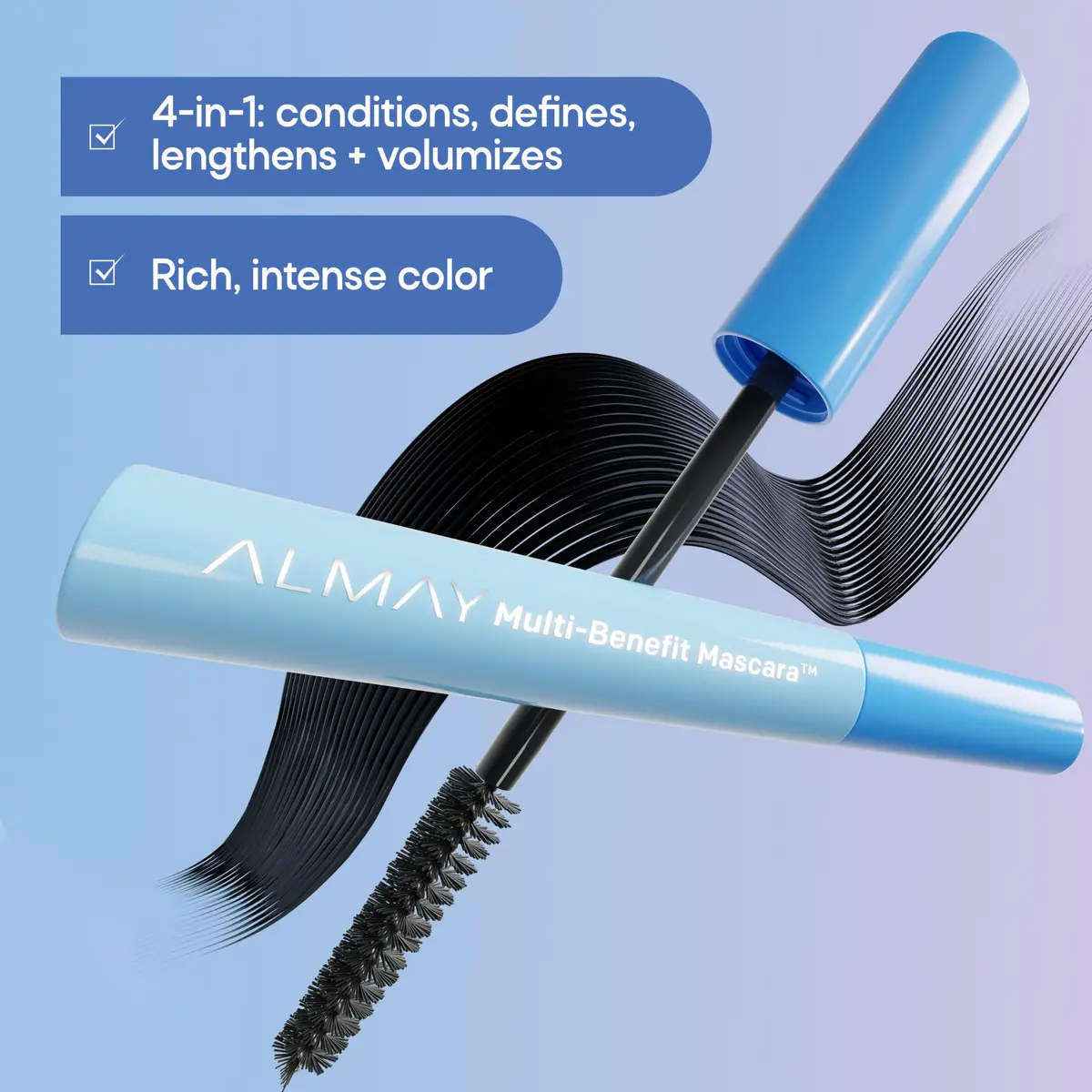 Almay Multi-Benefit Mascara, 502 Black | Lengthening, Volumizing & Conditioning Mascara with Keratin (70-120 chars) - view 2