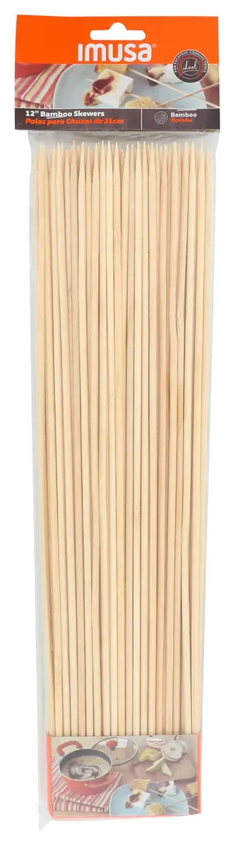 Imusa BAMBOO SKEWERS, Pale blonde | 12 inch natural bamboo skewers for grilling - main product image