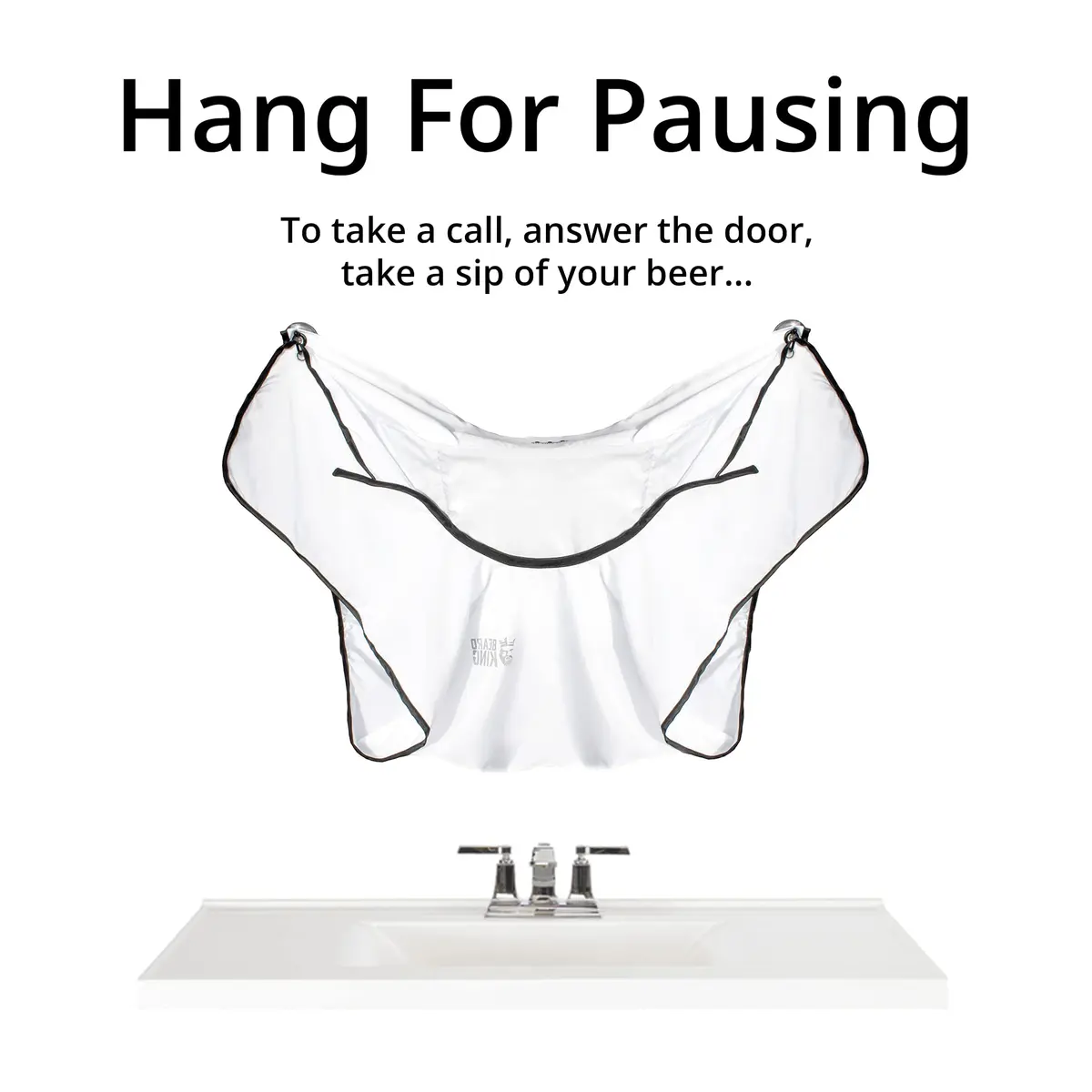 BEARD KING Beard Bib Apron - As Seen on Shark Tank – Gifts for Him, Stocking Stuffers for Men, Mens Gift, White | Adjustable, Reusable - view 6