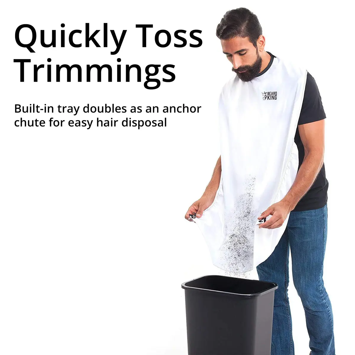 BEARD KING Beard Bib Apron - As Seen on Shark Tank – Gifts for Him, Stocking Stuffers for Men, Mens Gift, White | Adjustable, Reusable - view 7