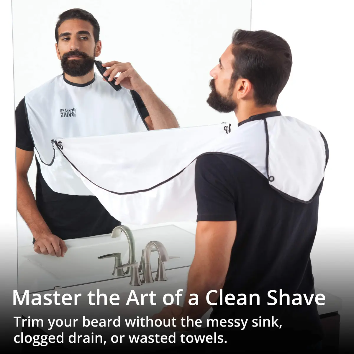BEARD KING Beard Bib Apron - As Seen on Shark Tank – Gifts for Him, Stocking Stuffers for Men, Mens Gift, White | Adjustable, Reusable - view 2