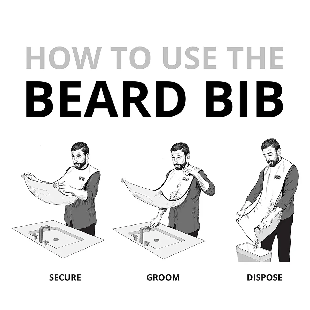 BEARD KING Beard Bib Apron - As Seen on Shark Tank – Gifts for Him, Stocking Stuffers for Men, Mens Gift, White | Adjustable, Reusable - view 3