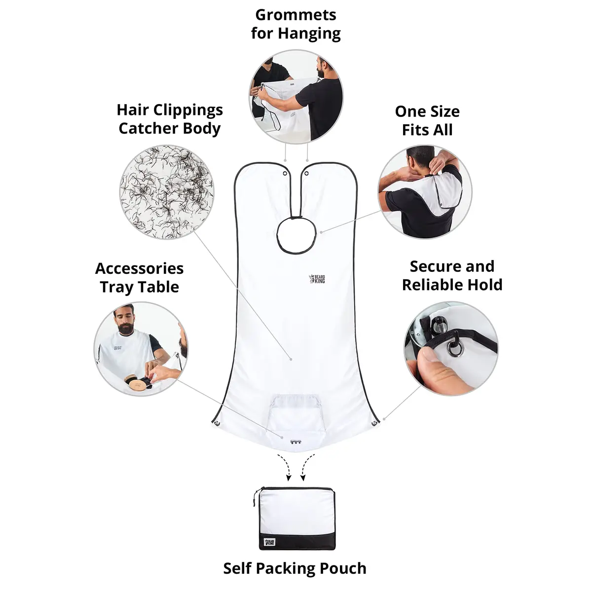 BEARD KING Beard Bib Apron - As Seen on Shark Tank – Gifts for Him, Stocking Stuffers for Men, Mens Gift, White | Adjustable, Reusable - view 4