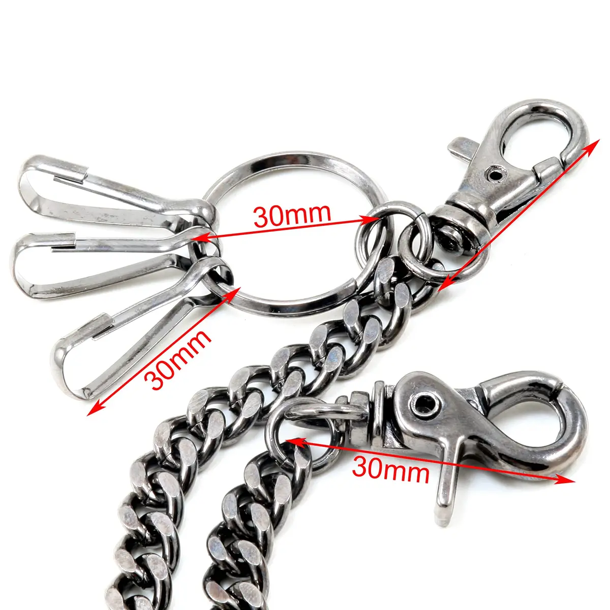 Double K Basic Strong Leash Biker Trucker Key Jean Wallet Chain (17") BLACK CS146 | Heavy Chrome Steel - view 4