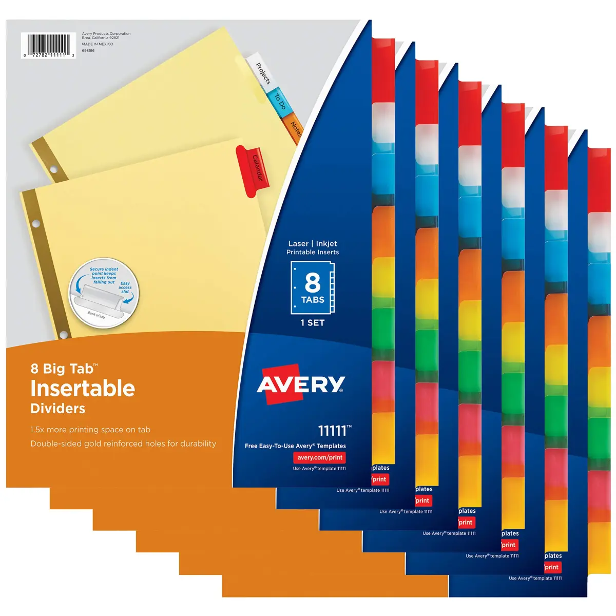 Avery 8-Tab Binder Dividers with Insertable Big Tabs, 6 Sets (48 Total Tabs) | Multicolor Tabs for Organization - main product image