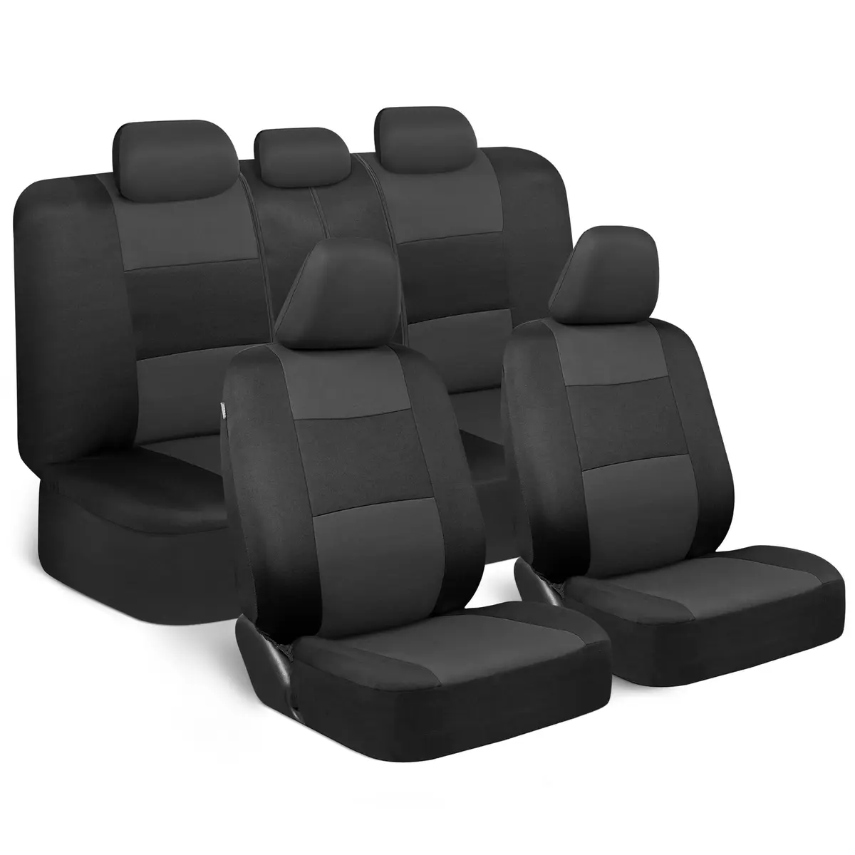 BDK PolyPro Car Seat Covers Full Set in Charcoal on Black | Universal Fit, Easy Install, All-Season Comfort - main product image