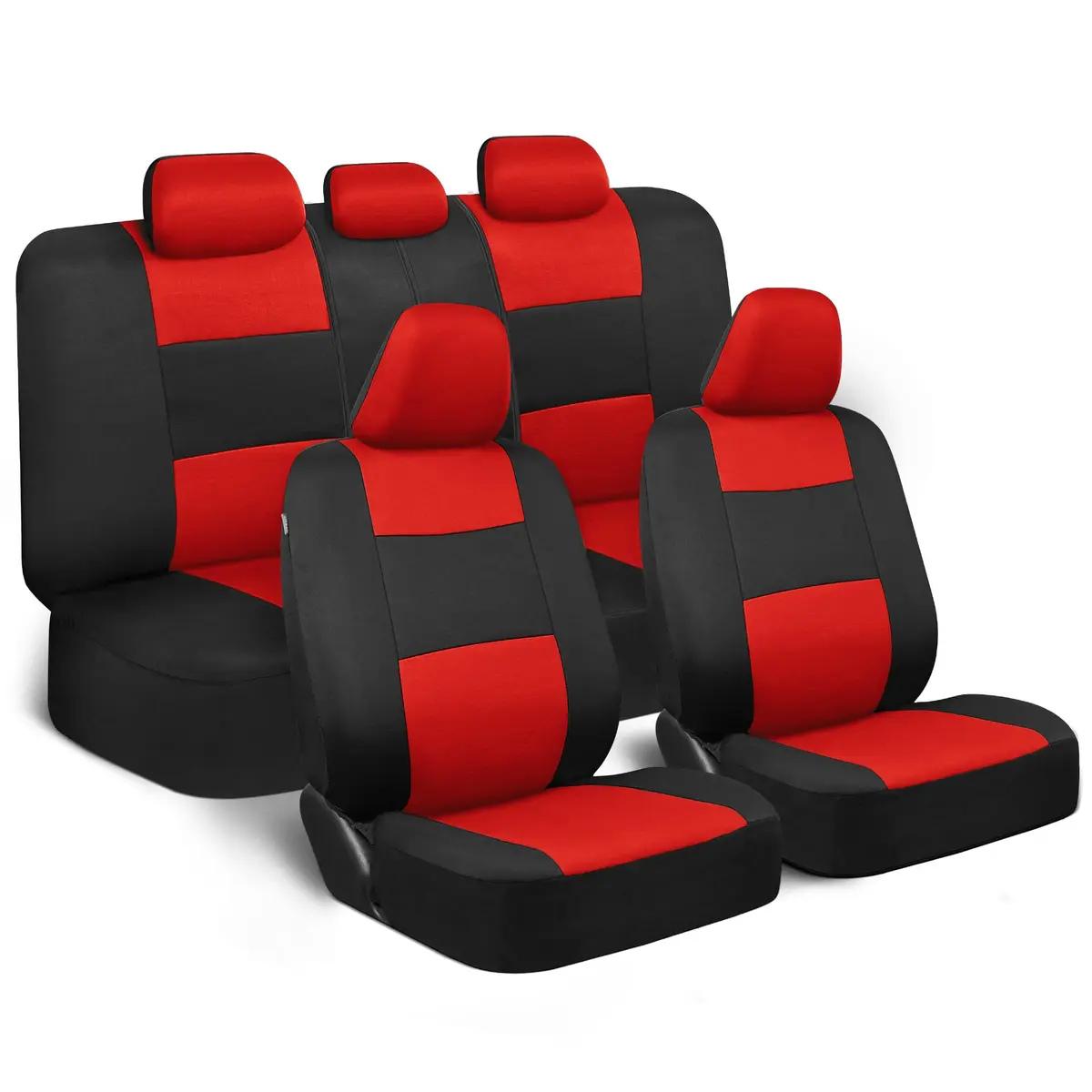 BDK PolyPro Car Seat Covers Full Set in Red on Black | Universal Fit, Breathable & Durable (70-120 chars) - main product image