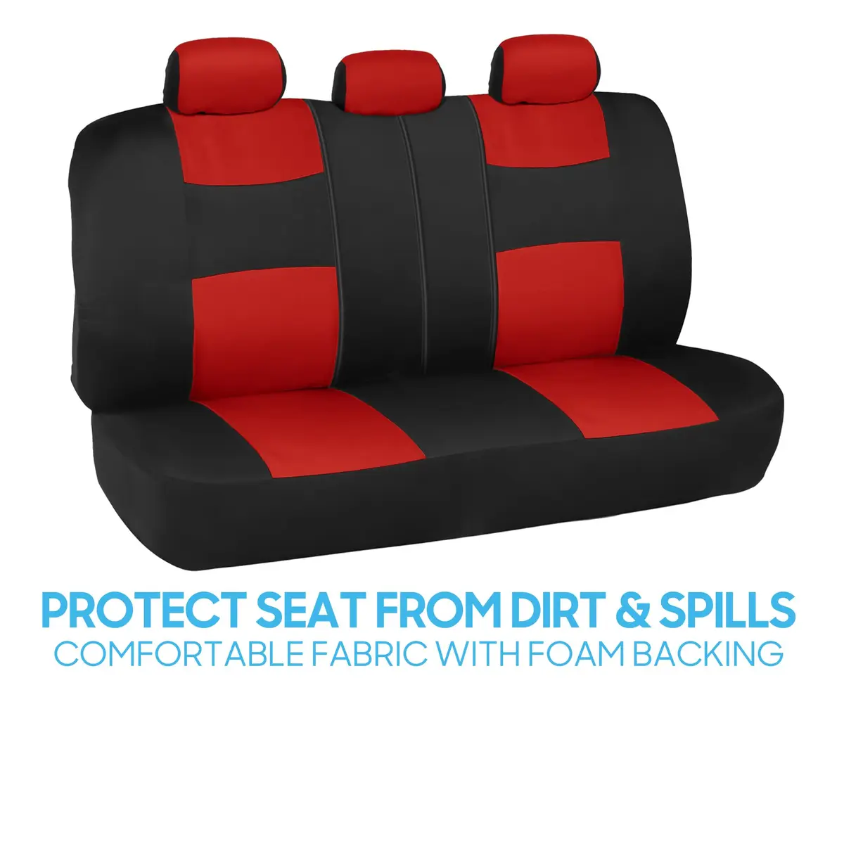 BDK PolyPro Car Seat Covers Full Set in Red on Black | Universal Fit, Breathable & Durable (70-120 chars) - view 7