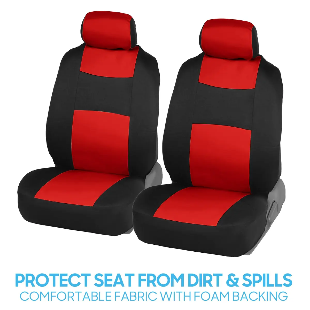 BDK PolyPro Car Seat Covers Full Set in Red on Black | Universal Fit, Breathable & Durable (70-120 chars) - view 3