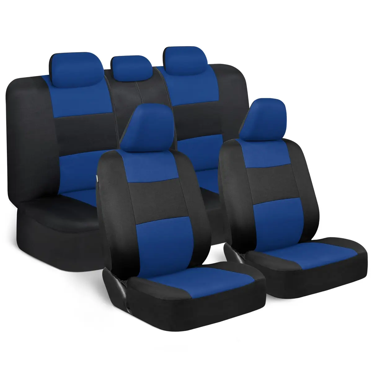 BDK PolyPro Car Seat Covers Full Set in Blue on Black | Universal Fit, Easy Install & All-Season Comfort - main product image